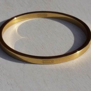 Coach Gold Tone Bangle Unisex Bracelet in Excellent Condition